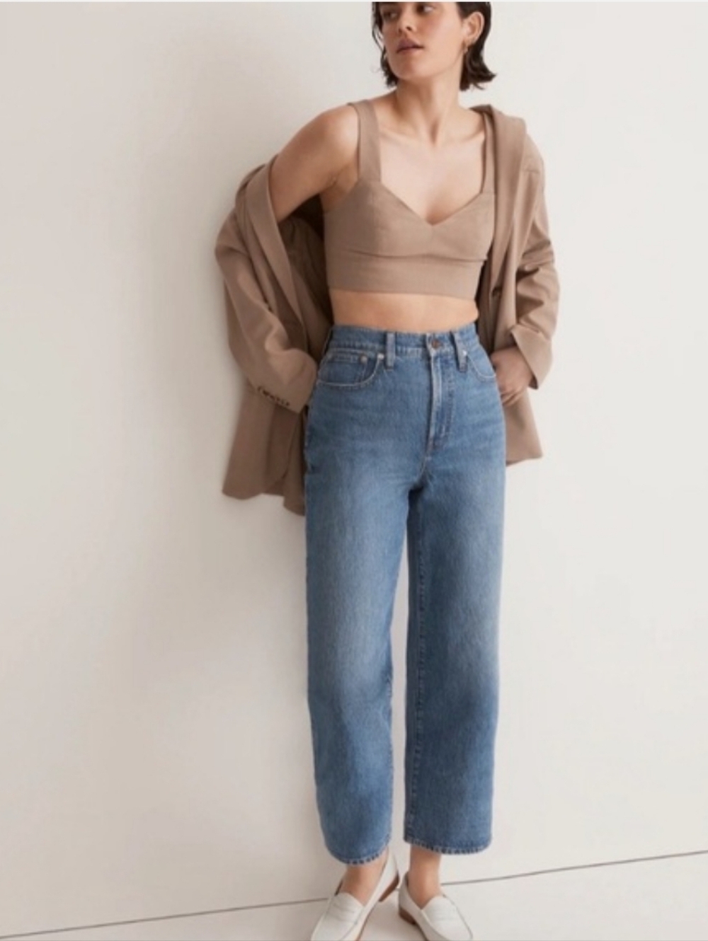 Madewell The Perfect Vintage Wide Leg Crop Jean Classic Blue Denim Size 31 - Picture 2 of 15
